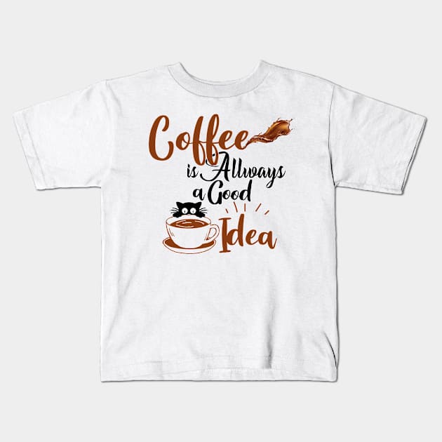 I Like Cats ,Coffee And Maybe 3 People Kids T-Shirt by RedoneDesignART